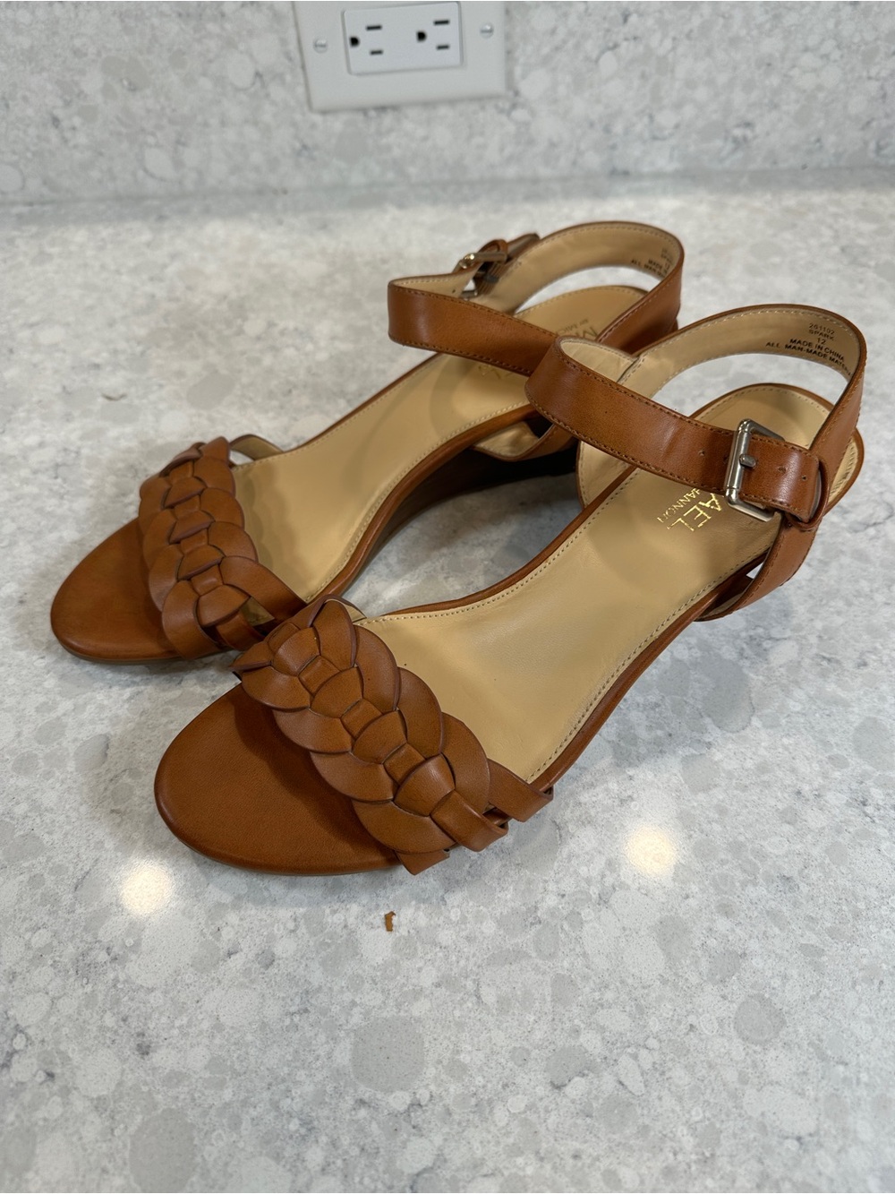 Michael Shannon Tan Braided Ankle-Strap Sandals